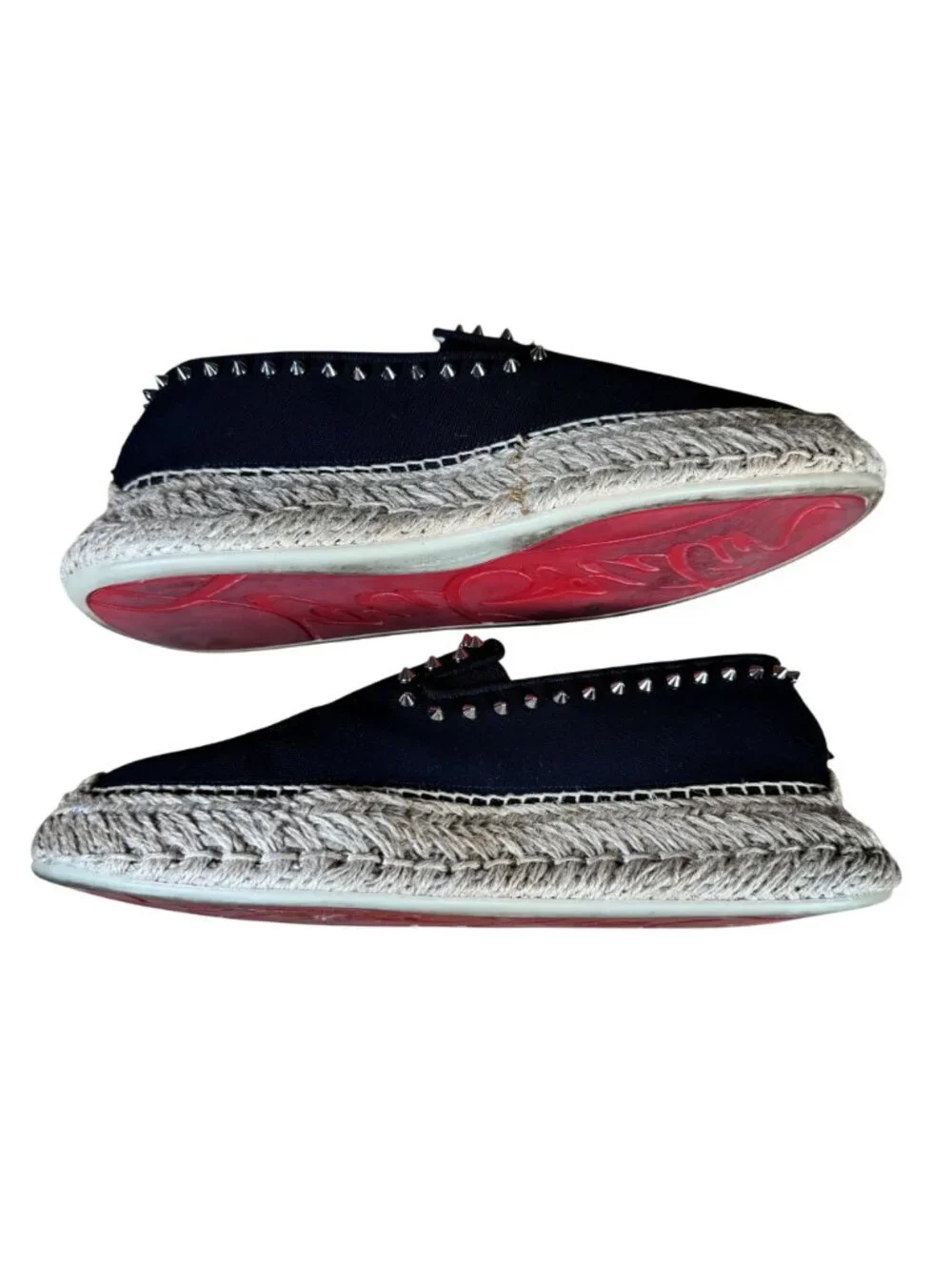 Christian Louboutin Espaboat Obscur Black Espadrille Spiked Shoes EU 42 US 12